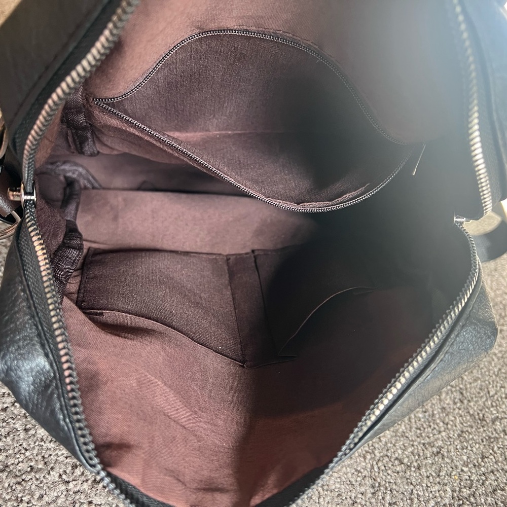 Chic Black Leather Medium Backpack - image 5